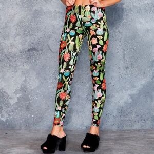 Blackmilk Luxe Fabric Cactus Desert Flower Leggings Size Medium